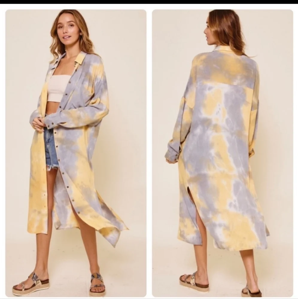 long tie dye shacket/ dress NWOT - Picture 2 of 13